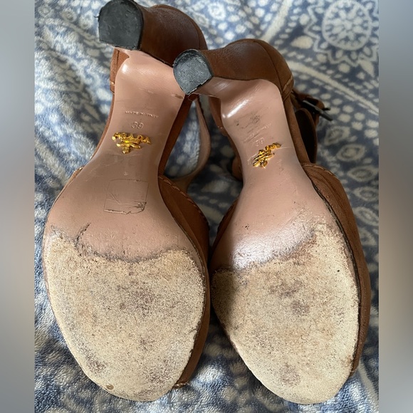 Brown suede, Prada sandal heels, size 39/8.5 - Picture 2 of 7